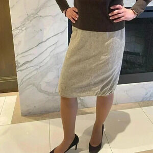 BNWT Escada brown tweed knee length skirt sz 38